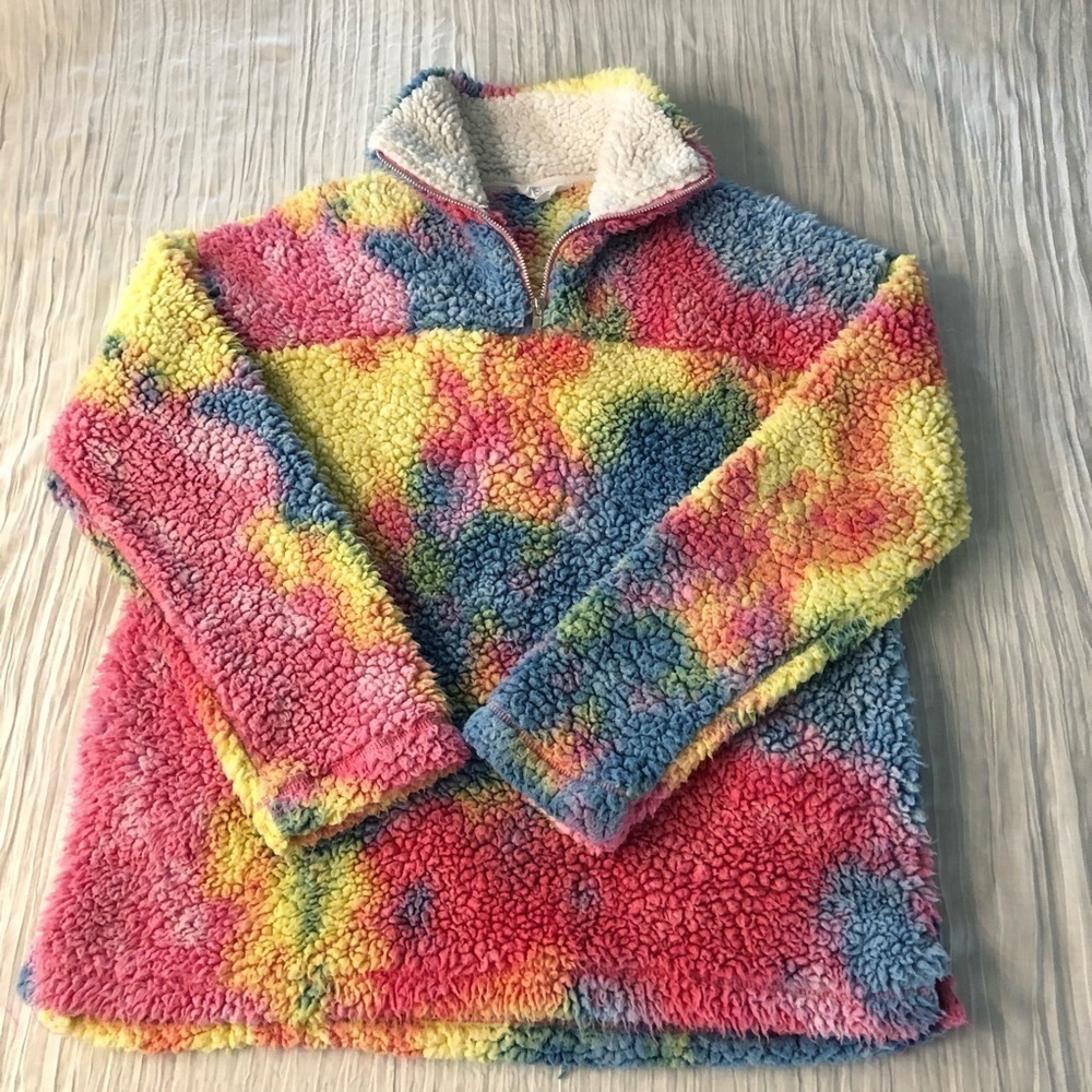 PEACH LOVE - TIE DYE PULLOVER 1/4 ZIP SIZE SMALL
